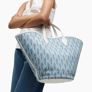 Veronica Beard Denim Crest Leather Tote Bag